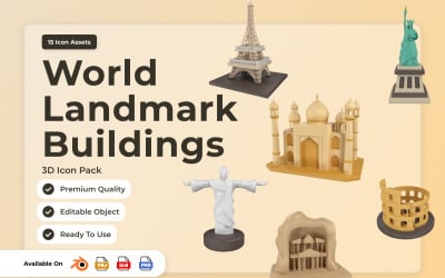 Globala monument 3D-ikoner Pack