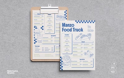 Menu minimaliste rétro pour food truck