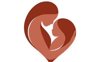 Minimalist Anne ve Çocuk Kalp Silüeti