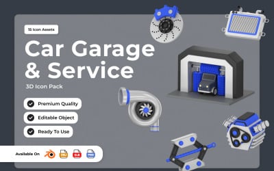 Car Garage and Service 3D Icons