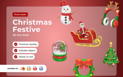Pacote de ícones 3D de Natal e Inverno