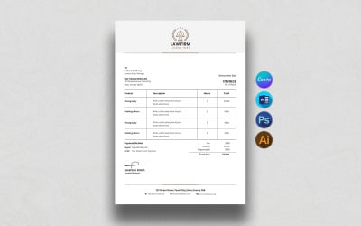 Bewerkbare zakelijke factuur, afdrukbaar factuursjabloon, Canva-factuursjabloon, MS Word-sjabloon