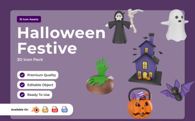 Pack d&amp;#39;icônes 3D pour fête d&amp;#39;Halloween