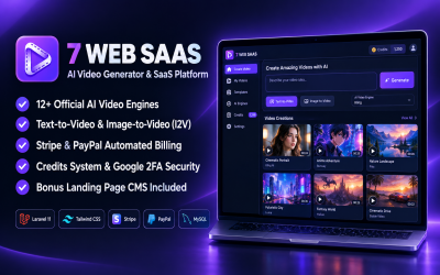 7 Web SaaS - Генератор видео на основе ИИ и целевая страница