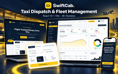 SwiftCab — Template di amministrazione React per la gestione della flotta e la distribuzione dei taxi