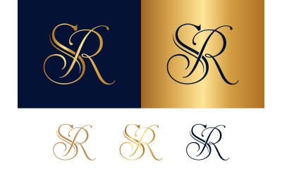 Artistic SR monogram intertwined letters abstract art.