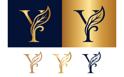 Classic y letter with leaf for elegant branding.
