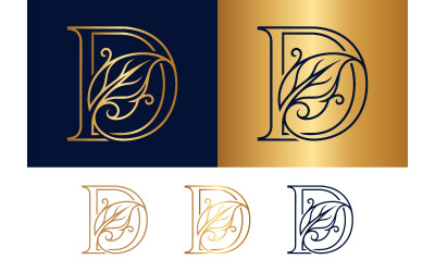 Decorative letter d with leaf for branding.