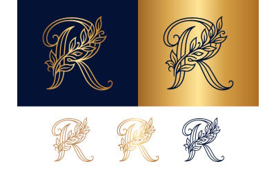 Elegant r monogram nature leaf