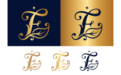 Graceful F letter logo with leaf and star motif.