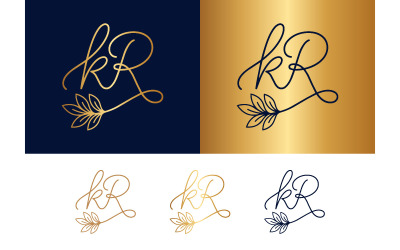 KR monogram script modern minimalist floral vine design.