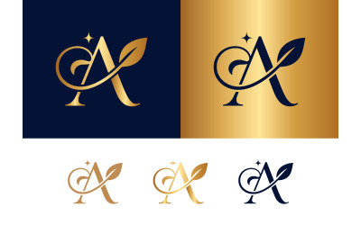 Monogram a ornate with leaf for organic brand.