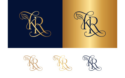 Monogram KR elegant floral flourish letter design.