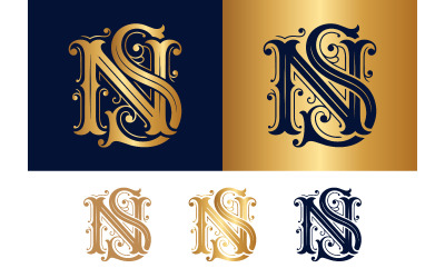 Monogram ns vintage design for luxury branding.