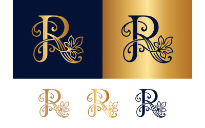 Monogram R artistic leaf flourish letter design.