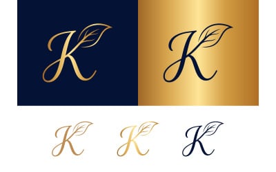 Artistic K letter logo with leaf.