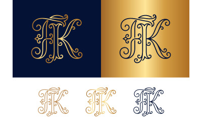 Artistic monogram jk emblem for elegant branding.