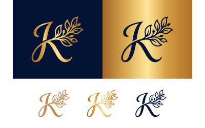 Decorative K letter logo branch.