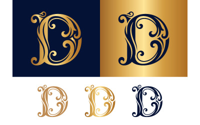 Decorative letter D initial for elegant wedding signage design.