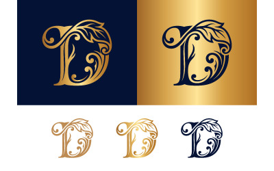Decorative letter d vintage flourish ornate.