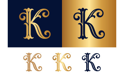 Decorative letter k flourish vintage alphabet design.