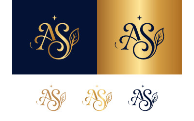 Elegant AS letter logo with leaf and star.