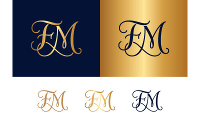 Elegant FM monogram logo design for brands.