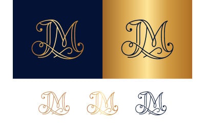 Elegante logo monogramma JM in bianco e nero.