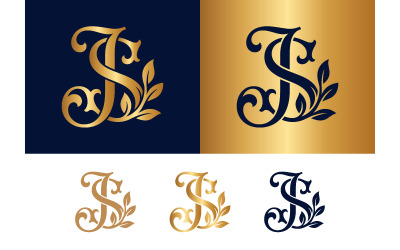 Elegant letter JS monogram with floral vine accents.