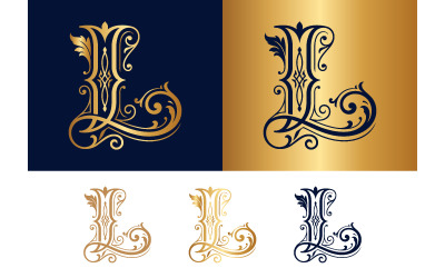 Elegant letter l flourish vintage alphabet design.