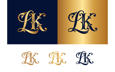 Elemento de design elegante com monograma inicial &amp;quot;lk&amp;quot;.