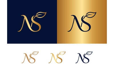 Elegant ns monogram logo with leaf design.
