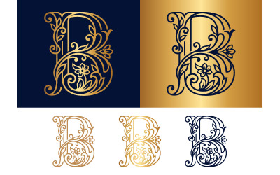 Elegant ornate letter B monogram with floral elements.