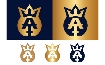 Monogram a letter crest logo black.