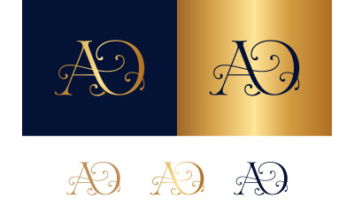 Monogram AD elegant script letter logo design.