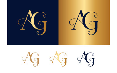 Monogram AG decorative script letter logo design.