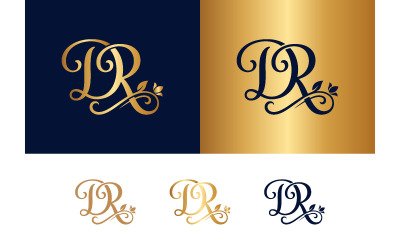 Monogram dr letters ornate floral elegant.