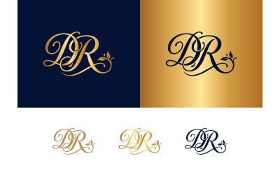 Monogram dr letters script luxury ornate.