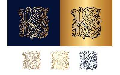 Monogram k s decorative vintage ornament.