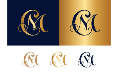 Monogram letters c and m black on white background.