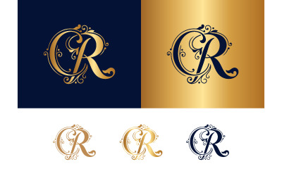 Monogram letters c and r black on white background.