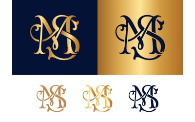 Monogram ms decorative alphabet vintage luxury invitation.