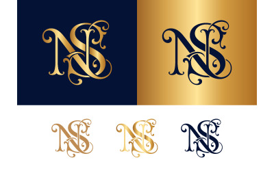 Monogram ns black ornate letter vintage logo design.
