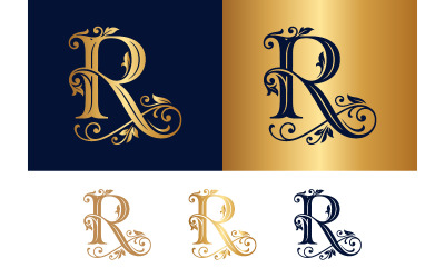 Monogram r decorative alphabet vintage luxury invitation.