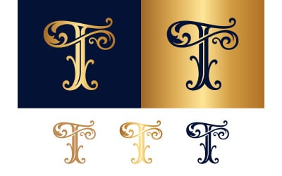 Monogram t decorative alphabet vintage luxury invitation.