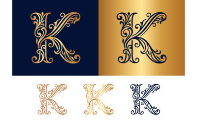Ornate letter K monogram for wedding invitation design.
