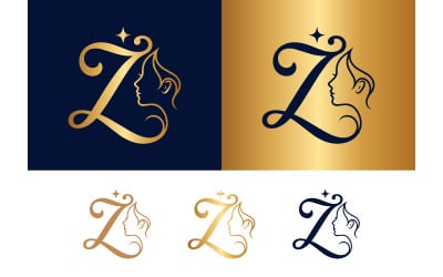 Stylized letter z woman face profile beauty logo.