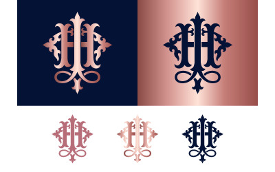 Élégant monogramme « salut » en noir sur fond blanc.
