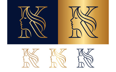 Letter k logo with female profile silhouette.