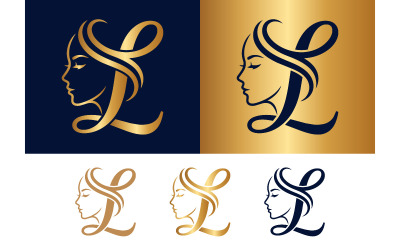 Letter l logo with elegant woman profile.